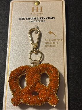 Haute Hippie Orange Beaded Pretzel Key & Bag Charm